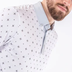 Galvin Green GGreen Polo Marlow W22 MENS SS SMALL WHT/GREY -Elite Golf Shop 411218 White CoolGrey Galvin Green Mens Marlow Polo Shirt 5