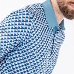 Galvin Green GGreen Polo Mercer W22 MENS SS MED BLUEWHITE -Elite Golf Shop 411231 BlueWhite Galvin Green Mens Mercer Polo Shirt 5