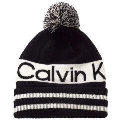 Calvin Klein CK Hat Logo Bobble Pom W22 MENS HAT ONE SIZE GREYBLACK -Elite Golf Shop 411873 Navy White Calvin Klein Mens Logo Bobble Golf Hat 1