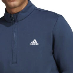 Adidas Golf Adidas Windtop Authentic LCW22 MENS LS SMALL NAVY -Elite Golf Shop 412205 Navy adidas Mens Authentic Quarter Zip Golf Mid Layer 4