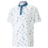 PUMA Golf Puma Polo APMattr Dunes S23 MENS SS SMALL WHTBLUE -Elite Golf Shop 412453 White Blue PUMA Mens Arnold Palmer MATTR Dunes Golf Polo Shirt 1
