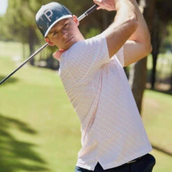 PUMA Golf Puma Polo Mattr Pineapples S23 MENS SS SMALL NVYBLAZER -Elite Golf Shop 412591 PINK PUMA Mens MATTR Pineapples Golf Polo Shirt 4