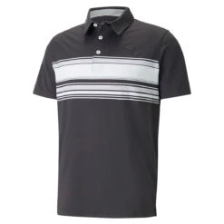 PUMA Golf Puma Polo Mattr Grind S23 MENS SS SMALL BLKWHITE -Elite Golf Shop 412619 Black White PUMA Mens MATTR Grind Golf Polo Shirt 1