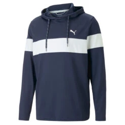 PUMA Golf Puma Hoodie Mattr ColourBlkS23 MENS LS SMALL NVYBLZWHT -Elite Golf Shop 412647 NavyBlazer White PUMA Mens MATTR Colourblock Golf Hoodie 1