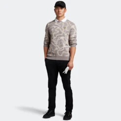 Lyle & Scott Lyle Scott Windtop Contour W22 MENS LS SMALL DKNVYPET -Elite Golf Shop 413513 WarmDust Grey LyleScott Mens Contour Sweater 4