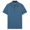 Lyle & Scott Lyle Scott Polo Contour PlcW22 MENS SS SMALL AZURE -Elite Golf Shop 413524 Azure LyleScott Mens Contour Placket Polo Shirt 1 1