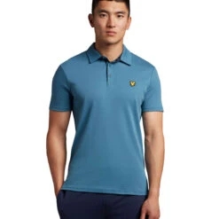 Lyle & Scott Lyle Scott Polo Contour PlcW22 MENS SS SMALL JET BLACK -Elite Golf Shop 413524 Azure LyleScott Mens Contour Placket Polo Shirt 2