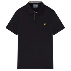 Lyle & Scott Lyle Scott Polo Contour PlcW22 MENS SS SMALL AZURE -Elite Golf Shop 413524 JetBlack LyleScott Mens Contour Placket Polo Shirt 1 1