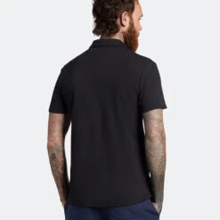 Lyle & Scott Lyle Scott Polo Contour PlcW22 MENS SS SMALL JET BLACK -Elite Golf Shop 413524 JetBlack LyleScott Mens Contour Placket Polo Shirt 3