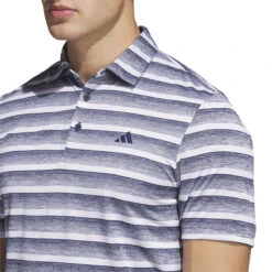 Adidas Golf Adidas Polo 2 Colour StripeS23 MENS SS SMALL NAVYWHITE -Elite Golf Shop 414440 Navy White adidas Golf Mens Two Colour Striped Golf Polo Shirt 5