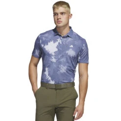 Adidas Golf Adidas Polo Flower Mesh S23 MENS SS SMALL WHITENAVY -Elite Golf Shop 414548 White Navy adidas Golf Mens Flower Mesh Golf Polo Shirt 2