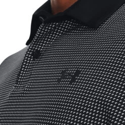 Under Armour UA Polo T2G Printed S23 MENS SS SMALL BLKWHTBLK -Elite Golf Shop 416013 Black White Black Under Armour Mens T2G Printed Golf Polo Shirt 3