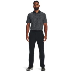 Under Armour UA Polo T2G Printed S23 MENS SS SMALL BLKWHTBLK -Elite Golf Shop 416013 Black White Black Under Armour Mens T2G Printed Golf Polo Shirt 4