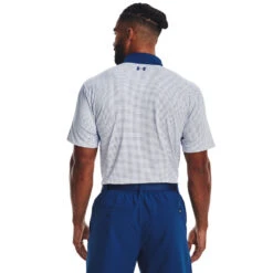 Under Armour UA Polo T2G Printed S23 MENS SS SMALL BLKWHTBLK -Elite Golf Shop 416013 White BlueMirage BlueMirage Under Armour Mens T2G Printed Golf Polo Shirt 2