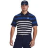 Under Armour UA Polo Playoff 3 0 Stripe S23 MENS SS SMALL NVYBLUWHT -Elite Golf Shop 416064 Navy Blue White Under Armour Mens Playoff Stripe Golf Polo Shirt 1