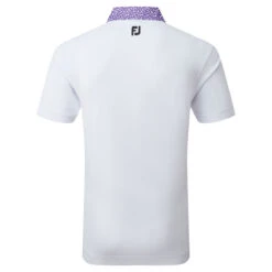 FootJoy FJ Polo Tossed Tulip Trim S23 MENS SS SMALL WHTVIOLET -Elite Golf Shop 416320 White Violet FootJoy Mens Tossed Tulip Trim Golf Polo Shirt 5