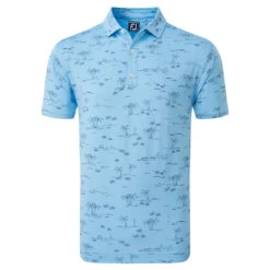 FootJoy FJ Polo Tropic Golf Print S23 MENS SS SMALL TRUBLUNVY -Elite Golf Shop 416344 TrueBlue Navy FootJoy Mens Tropic Golf Print Polo Shirt 4